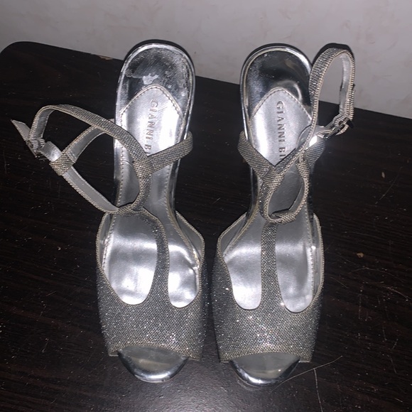 Gianni bini sparkly dillards high heels chrome heel size 10M - Picture 2 of 3